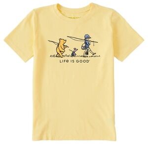 Life Is Good Winnie The Pooh Crusher T-Shirt Disney Kids XL Yellow Cotton NEW